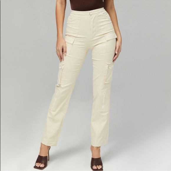 Mistress Rocks Slim Straight Khaki Cargo Pants - Picture 1 of 6